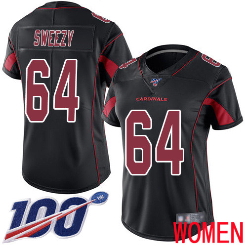 Arizona Cardinals Limited Black Women J.R. Sweezy Jersey NFL Football #64 100th Season Rush Vapor Untouchable